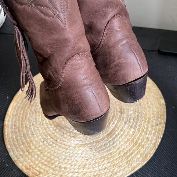 Laredo Nubtuck Leather Western Cowgirl Fringe Boots Size 8.5 - Picture 8 of 12